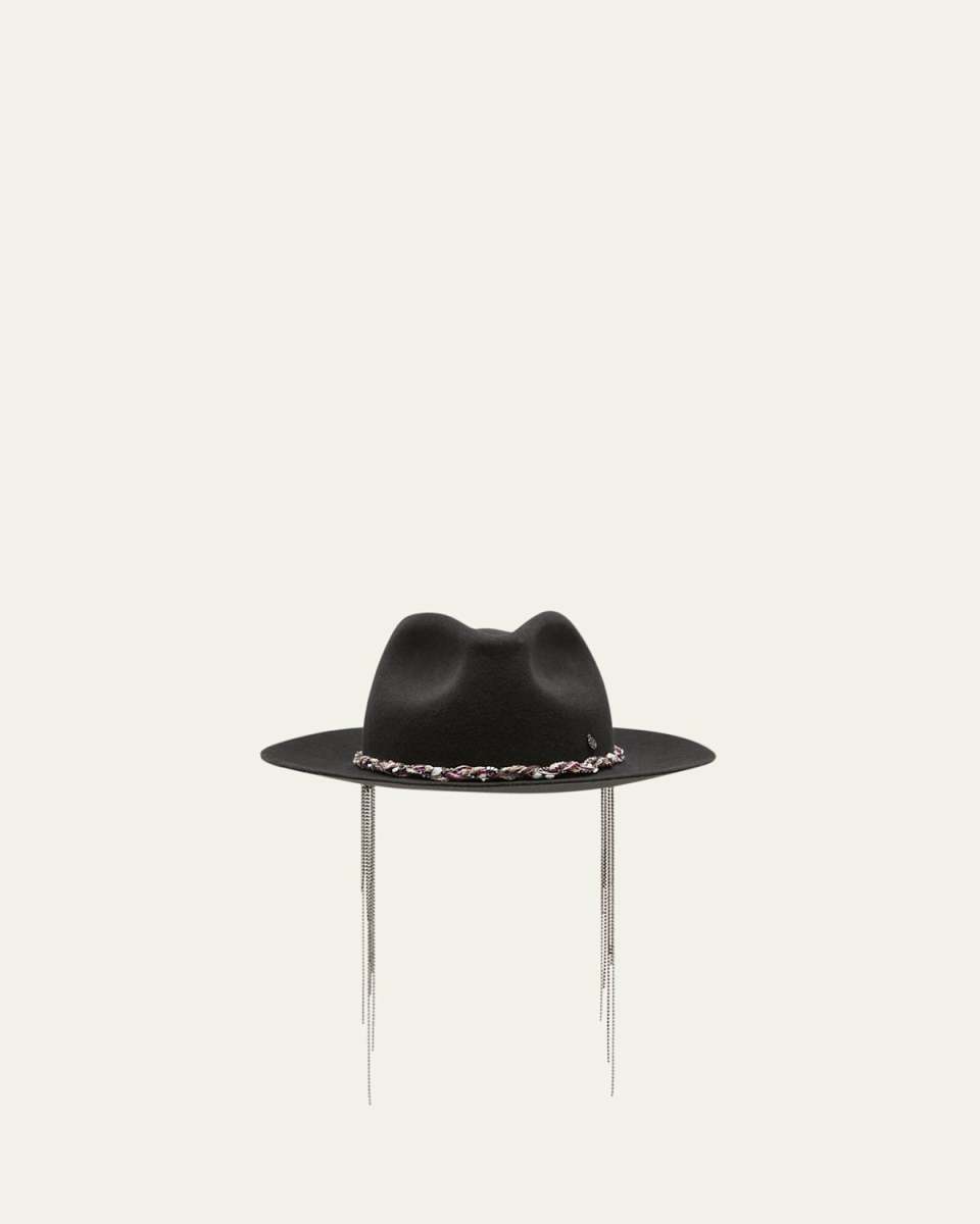 Rico Felt Fedora With Braided Tweed-Strass Ban